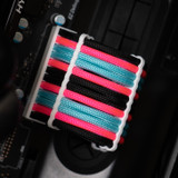 Order 11026 - Black | Neon Pink | Turquoise sleeving with White Wire Wraps