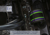 Acid Purple | Black | Charcoal Gray | Neon Green Motherboard cable with Black Wire Wraps