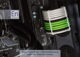 Black | Neon Green | White motherboard cable with White Wire Wraps