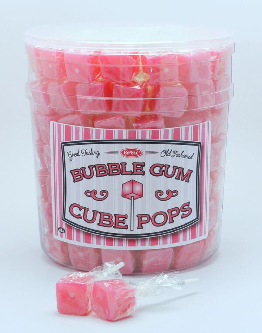Bubble Gum Cube Pops - 100 Ct. Tub