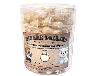 Miners Lollies Polar Bear Lollipops - Pina Colada - 115 Ct. - Bucket