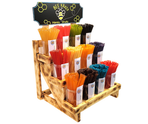 Bee Krazy Honey Sticks & Display With Neon Board- 1200 Honey Sticks & Display (Black Board No Art)