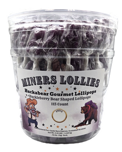 Miners Lollies - Huckabear Gourmet Lollipops - Huckleberry Flavored Lollipop - 115 Ct. Jar