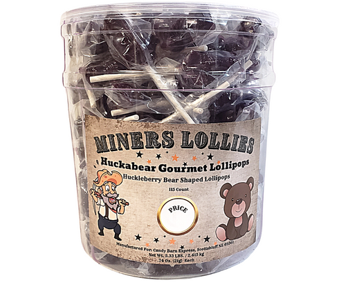 Miners Lollies Huckabear Bear Lollipop - 115 Ct. - Bucket