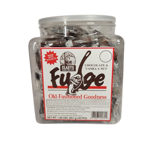 Claeys Fudge - Old Fashioned Goodness- Chocolate & Vanilla Nut - 60 Pc. Tub