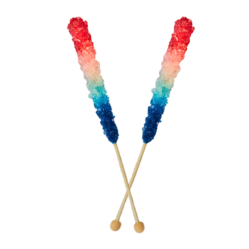 USA Rocks - Rock Candy On A Stick 1776 - 2026 - Red, White and Blue Lollipop - 12 Ct.