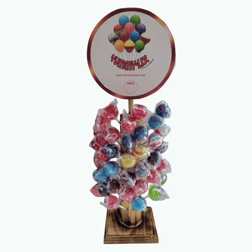 Yummy Lix Gourmet Lollipop With Lollipop Stand - 80 Ct Lollipops - 1 Burnt Stand - With Sign