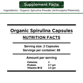 NutrinPro Organic Spirulina Capsules - 100% Pure Vegan, Non-GMO, Gluten Free, Chemical Free