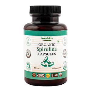 NutrinPro Organic Spirulina Capsules - 100% Pure Vegan, Non-GMO, Gluten Free, Chemical Free