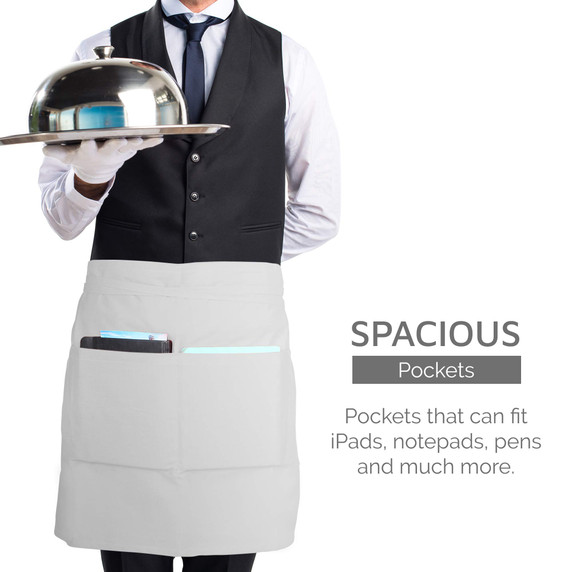 UBICON Aprons, Durable, 100% Cotton, with Large Pockets, Long Tiebacks For Home, Kitchen, Garden, Restaurant