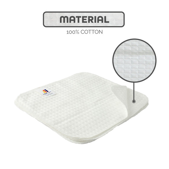 UBICON 100% Organic, Soft and Climate Friendly Cotton White Dish Cloth (10" X 10") Featuring Waffle Wave Design for Extra Absorbency, Cleaning Power and Durability