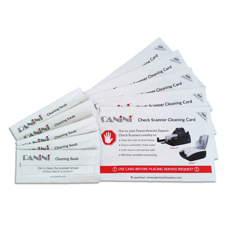 Panini Check Scanner Cleaning Kit (5 Cleaning Cards and 5 Swabs)