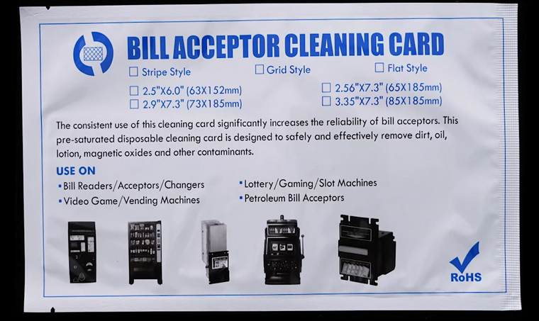 Currency Counter Cleaning Card - IPA Pre-Saturated for Bill Validators, Vending Machines, Slot Machines, and ATMs - Preventive Maintenance for Optimal Performance and Longevity (5 Cards)