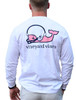 Vineyard Vines Penn State Helmet Whale Tee, white long sleeve shirt with pink whale design.