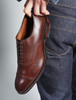 Allen Edmonds Park Avenue Dark Chili Oxford Shoe in premium European calfskin leather, brown color.