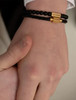 Mens Rope Bracelet Black Steel & Barnett