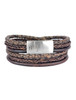 Mens Layered Leather Bracelet Dark Brown Steel & Barnett