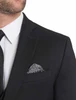 Tallia Solid Black Coat, a classic notch lapel jacket, showcasing modern stretch and wool blend fabric.