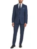 Solid blue twill coat, Tallia, blue color, notch lapel, stretch wool suit jacket for men.