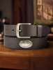 Zep-Pro Penn State Leather Belt with Silver Metal Logos