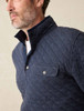 Mens Faherty Brand Quilted Quarter Zip Ocean Wind Heather