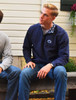 Penn State Navy Melange Quarter Zip from Horn Legend, blue quarter zip with argyle trim.