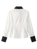 Womens Janet Howard NYC White Cotton Blouse with Black Collar