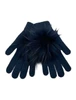 Navy Pom Glove by Linda Richards, a pair of navy blue gloves with fur pom detail.