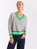 Open Mesh Cricket V-Neck Sweater Brodie Cashmere