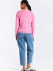 Womens Leopard Print Crewneck Sweater Pink