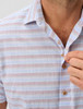Leander Printed Stripe Shirt  Johnnie-O close up on collar