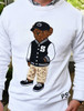 Close up of Penn State White Varsity Bear Sweater