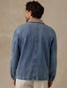 Faherty High Ridge Twill Studio Jacket, blue denim, back view, organic cotton, antique details.