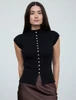 Mock Neck Seamless Short Sleeve Cardigan Moon River