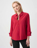Poplin Button Front Zipper Accent Blouse | Joseph Ribkoff