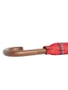 Barbour Cardinal Tartan Walker Umbrella with wooden handle and red tartan canopy.