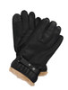Barbour black leather gloves with faux fur lining, buckle detail, and full grain lamb's leather exterior.