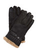 Barbour black leather gloves with faux fur lining and trimmed cuff, pair of gloves.