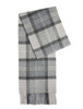 Barbour Mineral Tartan Scarf in Ice Grey Granite, cashmere lambswool blend with fringed trim.