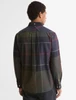 Barbour Authentic Dunoon Tartan Shirt, oversized plaid pattern, muted colors, from behind.