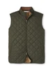Peter Millar Essential Essex Vest in green, quilted, full zipper, windproof and water resistant design.