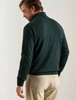 Peter Millar Autumn Crest Suede Trim Quarter Zip Sweater in dark green color, back view.