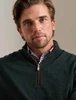 Peter Millar Autumn Crest Suede Trim Quarter Zip Sweater, dark green, suede zipper trim.