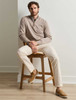 Peter Millar Autumn Crest Suede Trim Quarter Zip Sweater in Light Brown color and classic fit.