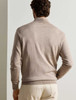 Peter Millar Autumn Crest Suede Trim Quarter Zip Sweater in light brown color, classic fit.