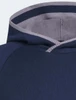 Navy blue adidas Penn State Tour Twistknit Hoodie with gray interior and ribbed collar detail.