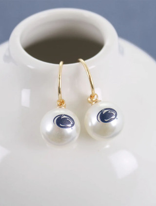 Penn State Pearl Hoop Earrings | Seasons Jewelry
