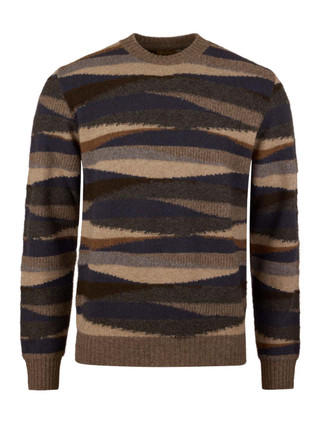 Yak & Merino Wool Wave Pattern Stripe Sweater | Stenstroms