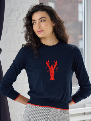 Lobster Cotton Crewneck Sweater | Autumn Cashmere