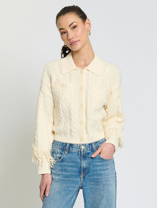 Phoebe Cable Fringe Sweater | Central Park West
